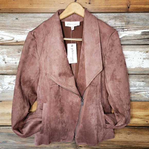 Philosophy Jackets & Blazers - 🕊️ Philosophy Vegan Suede Mauve Moto Jacket size XS